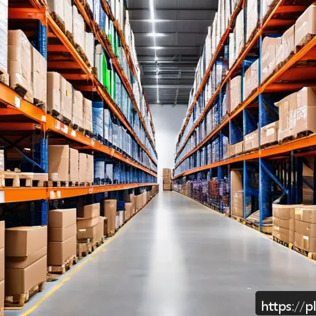 넛지 기법을 활용한 물류 최적화 방법 - A modern Polish logistics warehouse interior with neatly organized shelves and clearly marked zones ...