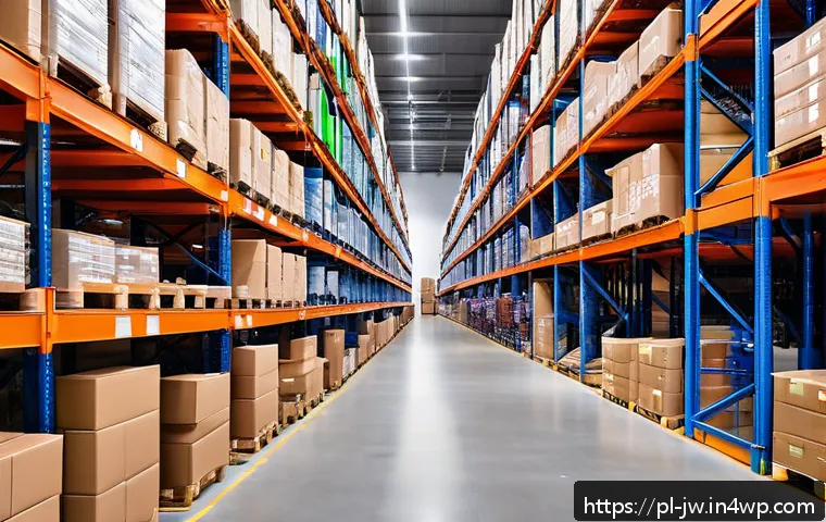 넛지 기법을 활용한 물류 최적화 방법 - A modern Polish logistics warehouse interior with neatly organized shelves and clearly marked zones ...